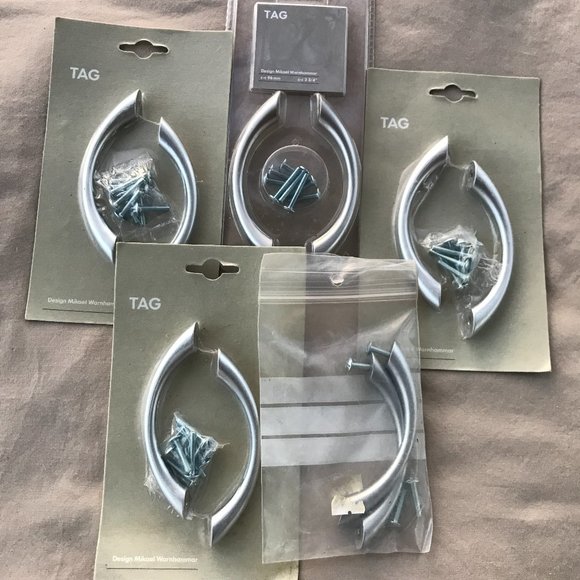 IKEA Tag Brushed Nickel Drawer Pulls Knobs SILVER Mikael Warnhammar - Picture 1 of 6